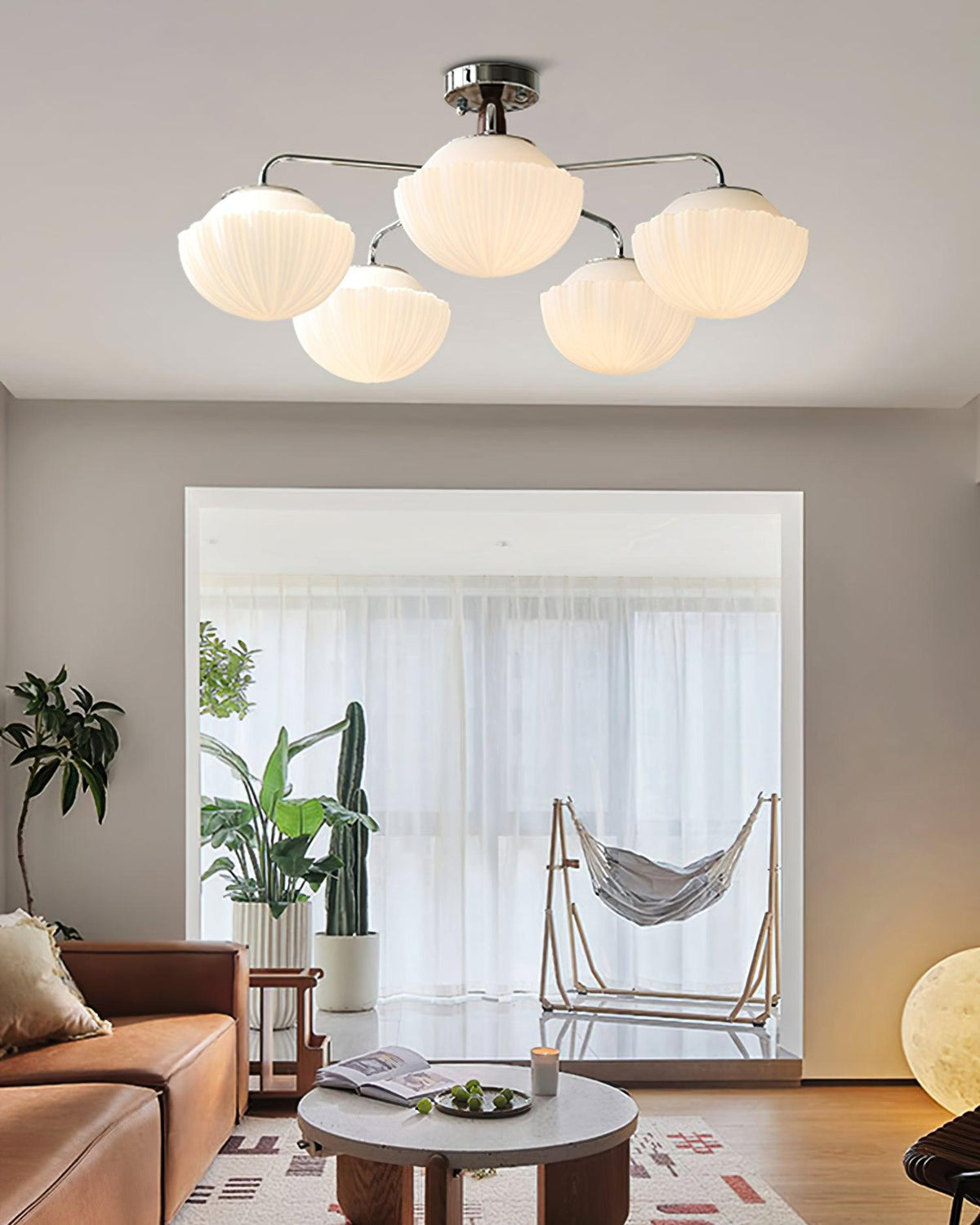 Rinivian Kronleuchter Retro Glas Chrom Holz