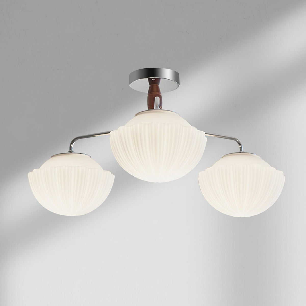 Rinivian Kronleuchter Retro Glas Chrom Holz