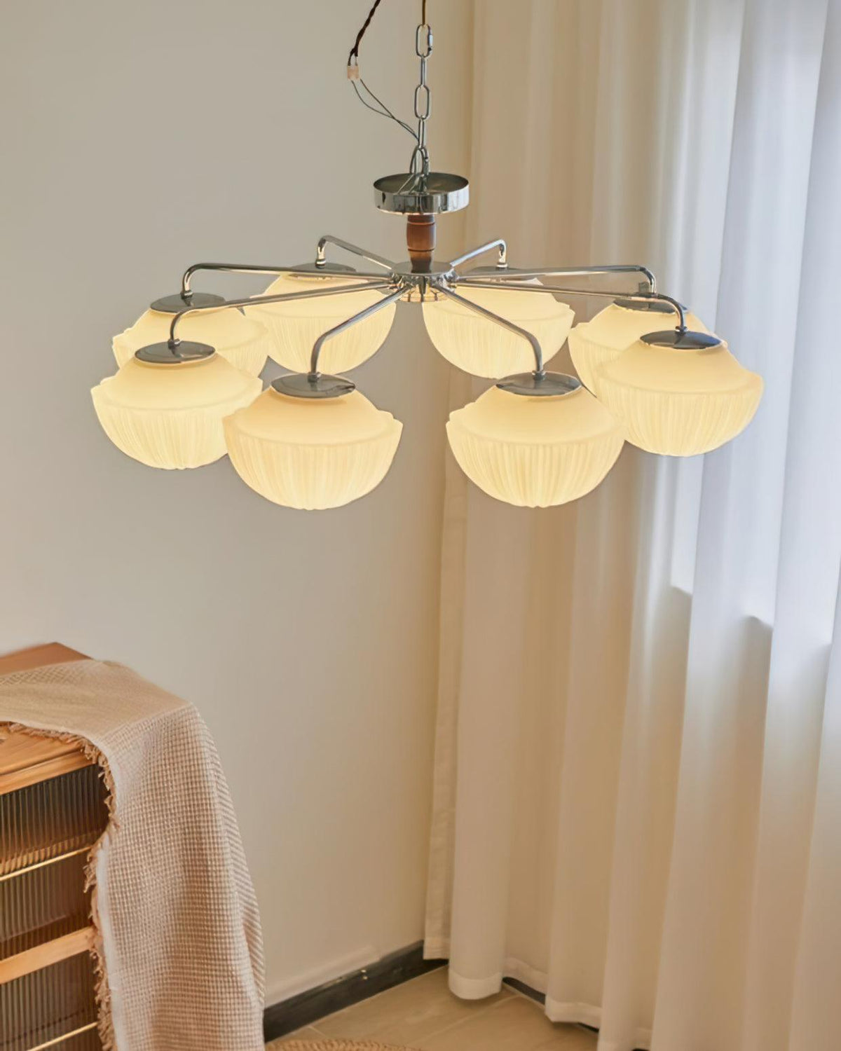 Rinivian Kronleuchter Retro Glas Chrom Holz