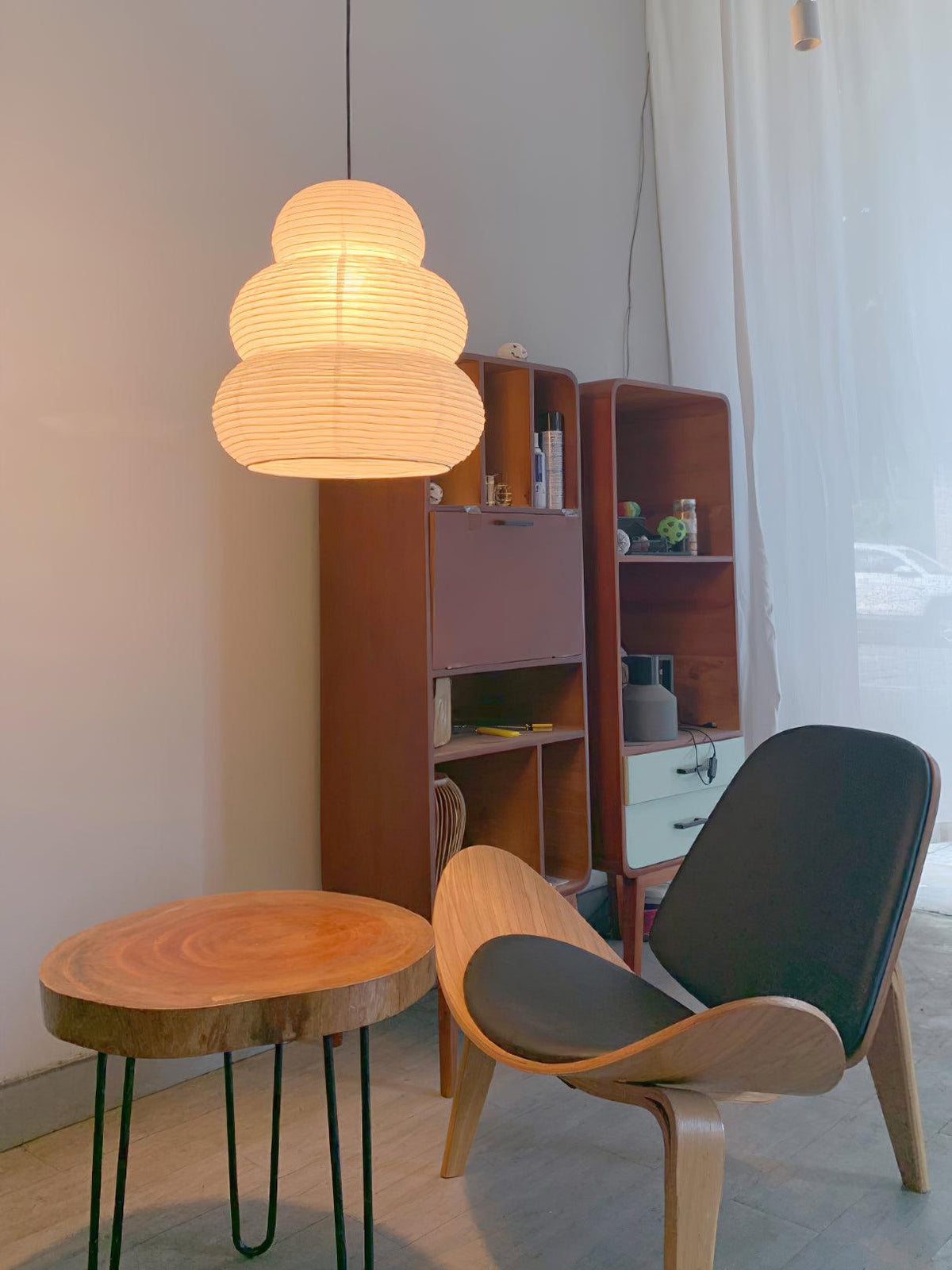 Solara Pendelleuchte Washi-Papier mehrstufige Laterne japanisch für Wohnzimmer
