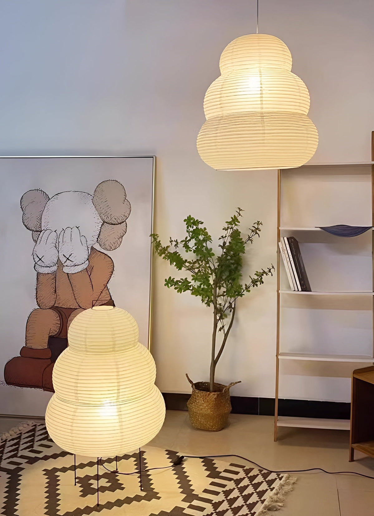 Solara Pendelleuchte Washi-Papier mehrstufige Laterne japanisch für Wohnzimmer