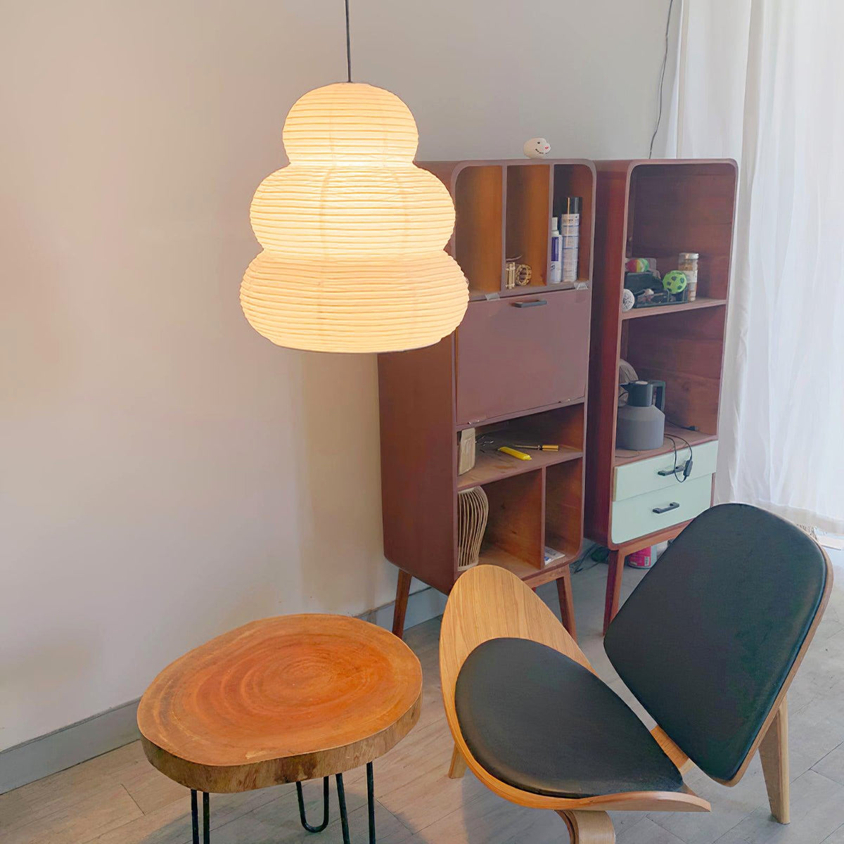 Solara Pendelleuchte Washi-Papier mehrstufige Laterne japanisch für Wohnzimmer