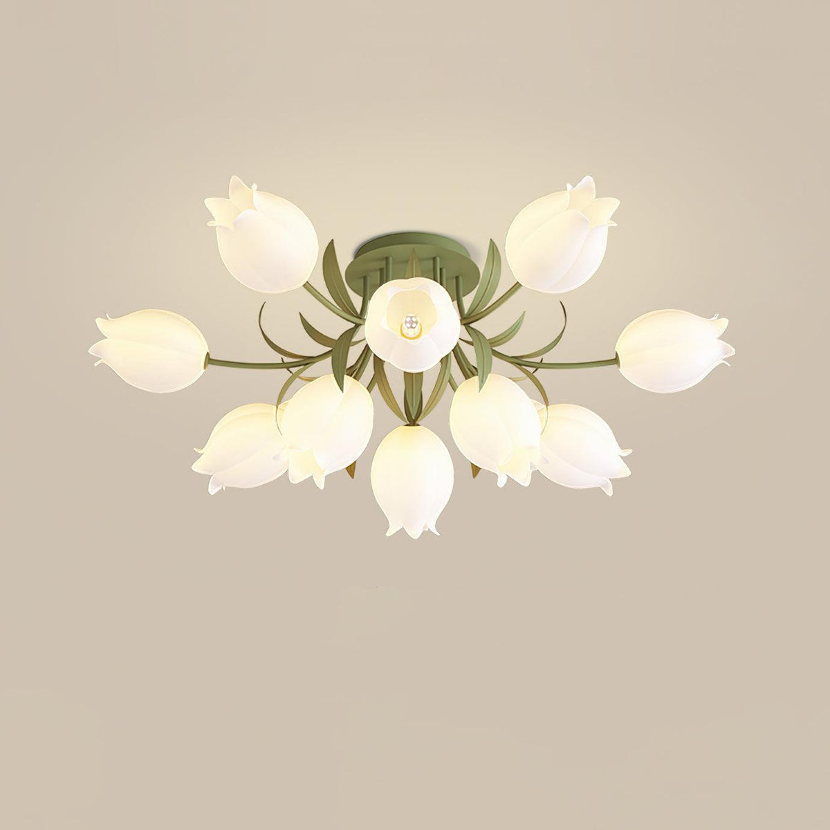 Ivory Deckenleuchte Lily Flower Blossom Grün Basis