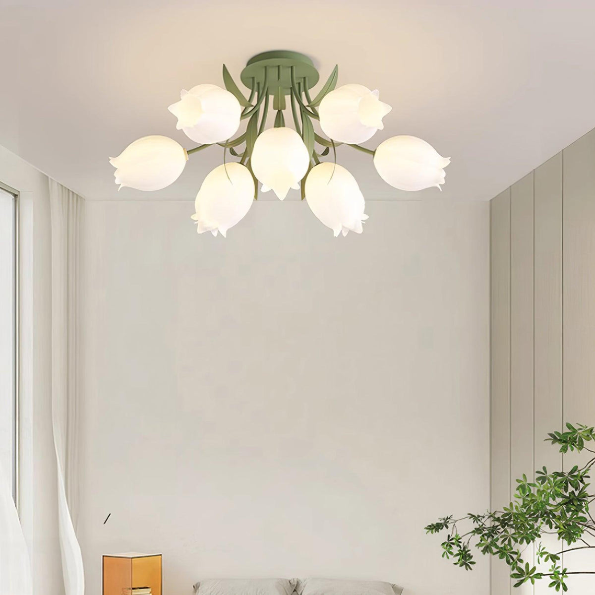 Ivory Deckenleuchte Lily Flower Blossom Grün Basis