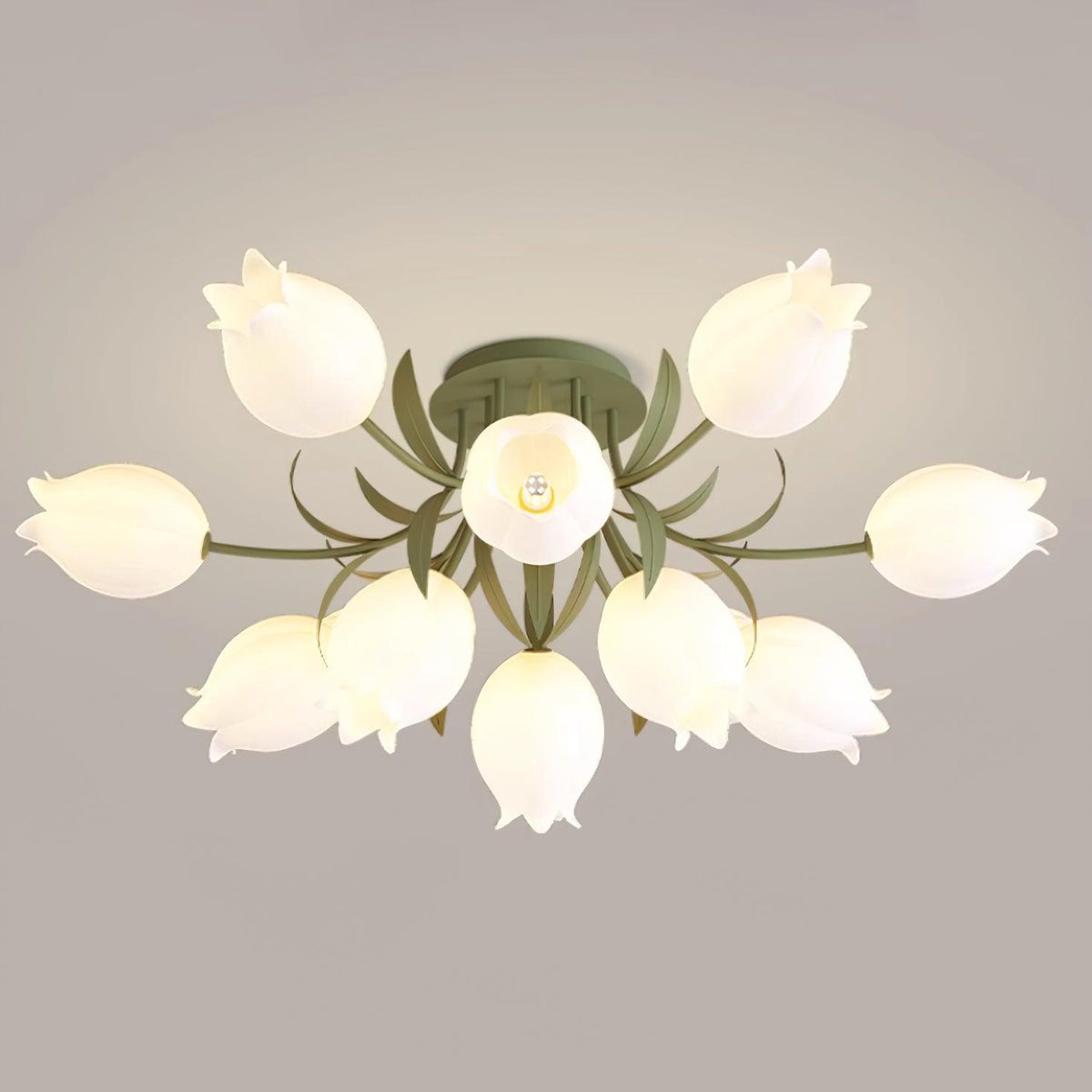 Ivory Deckenleuchte Lily Flower Blossom Grün Basis