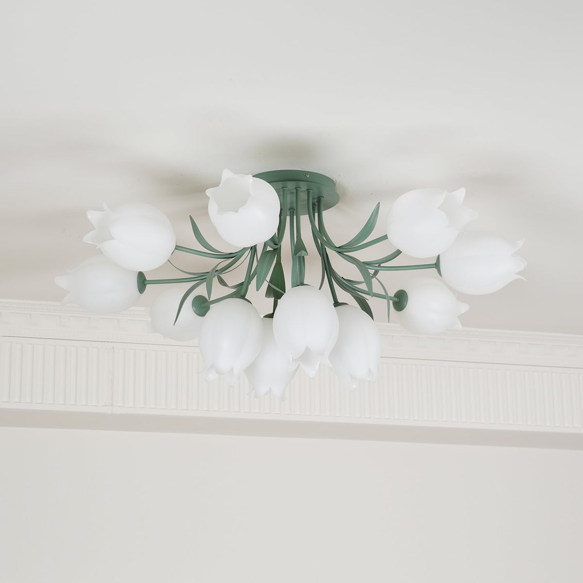 Ivory Deckenleuchte Lily Flower Blossom Grün Basis