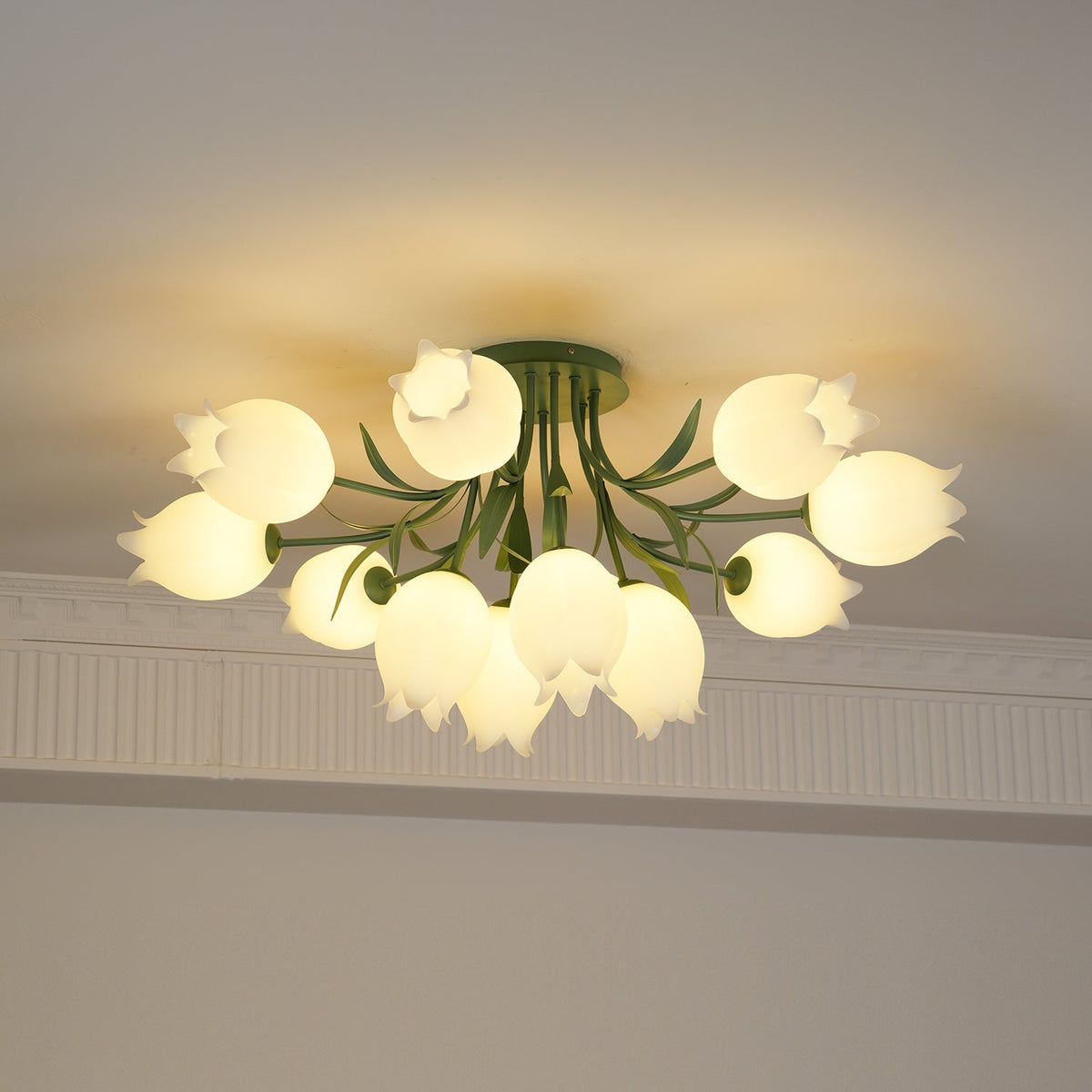 Ivory Deckenleuchte Lily Flower Blossom Grün Basis