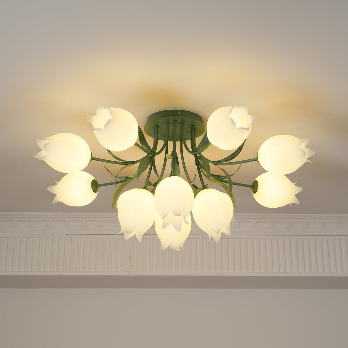 Ivory Deckenleuchte Lily Flower Blossom Grün Basis