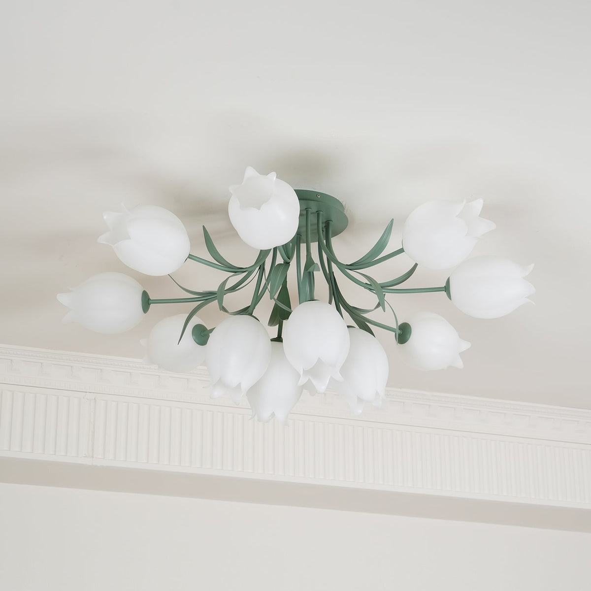 Ivory Deckenleuchte Lily Flower Blossom Grün Basis