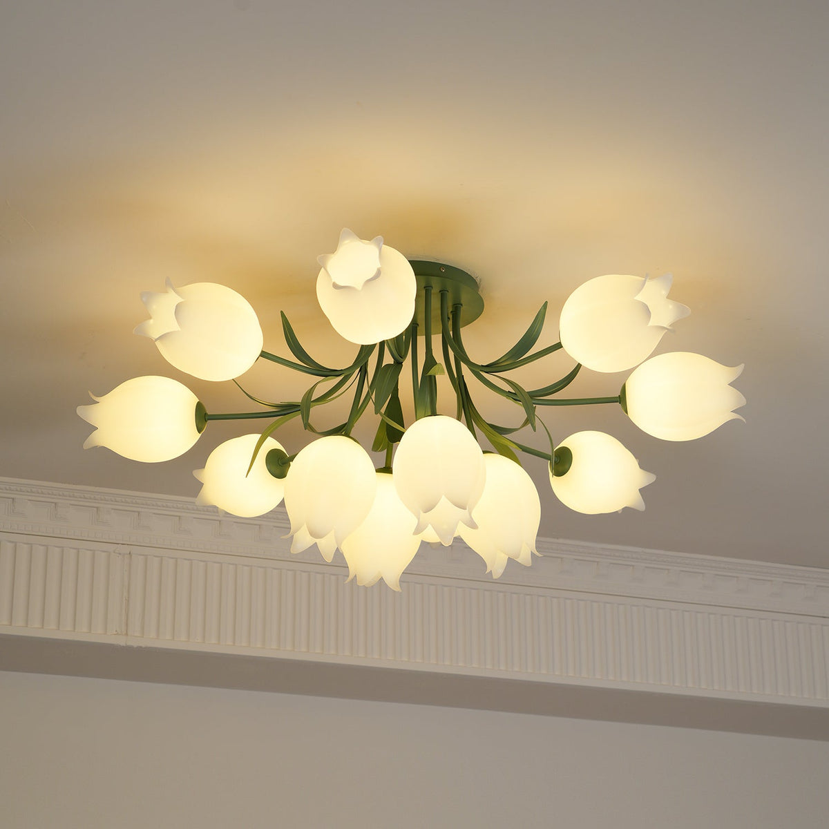 Ivory Deckenleuchte Lily Flower Blossom Grün Basis