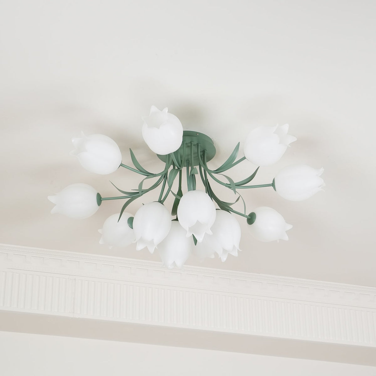Ivory Deckenleuchte Lily Flower Blossom Grün Basis