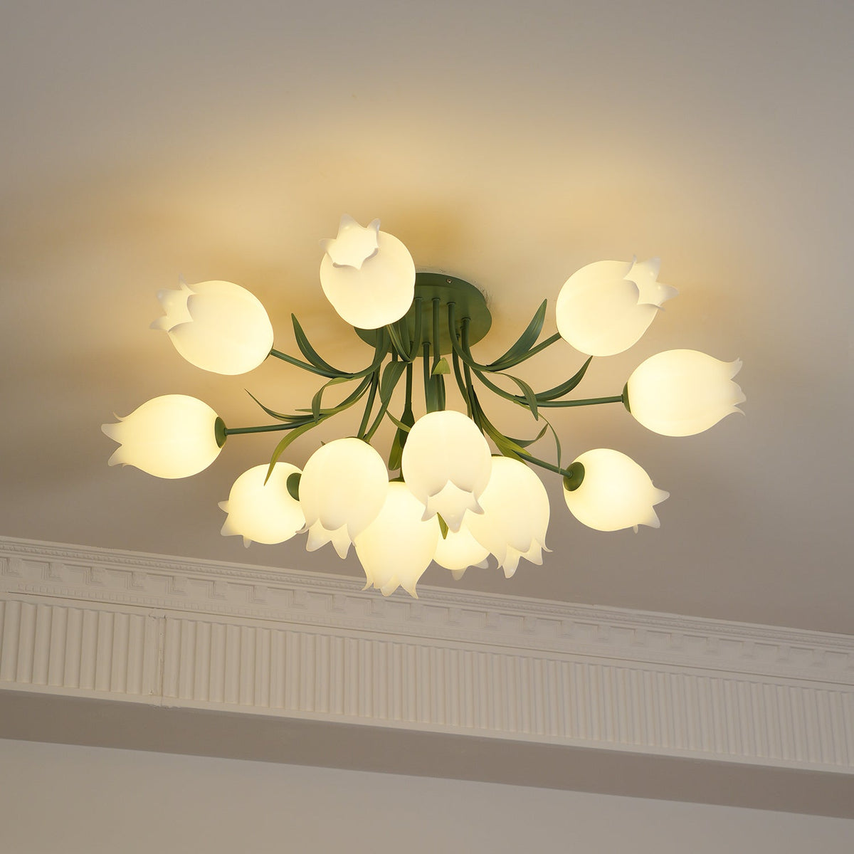 Ivory Deckenleuchte Lily Flower Blossom Grün Basis