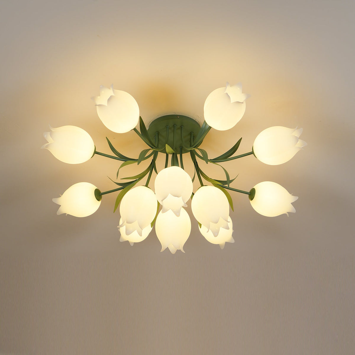 Ivory Deckenleuchte Lily Flower Blossom Grün Basis