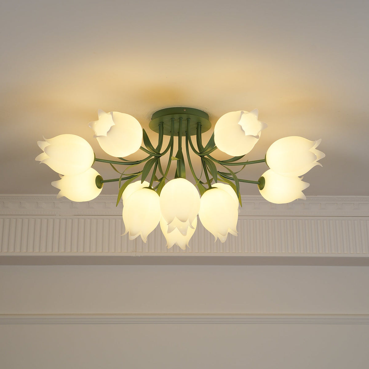 Ivory Deckenleuchte Lily Flower Blossom Grün Basis