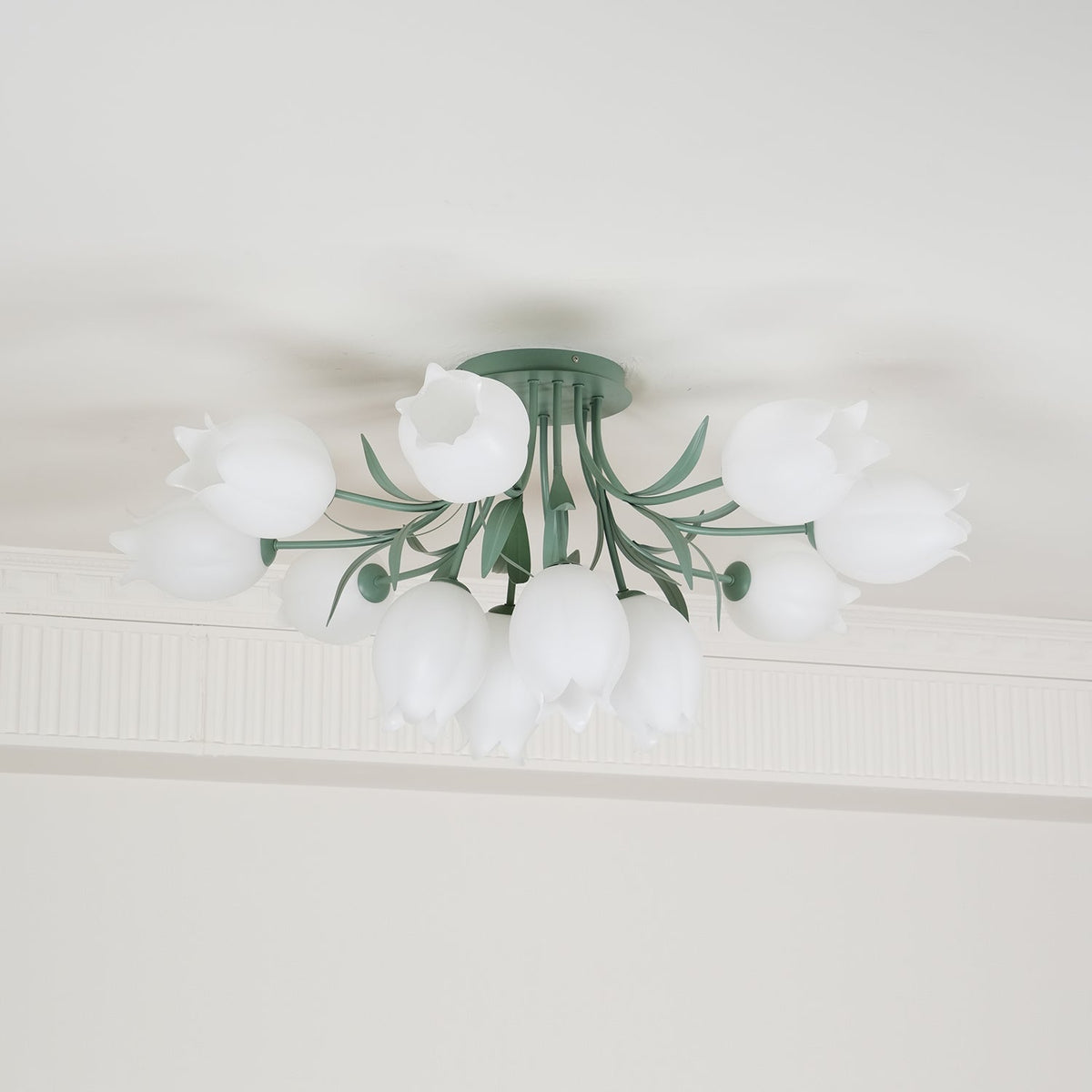 Ivory Deckenleuchte Lily Flower Blossom Grün Basis