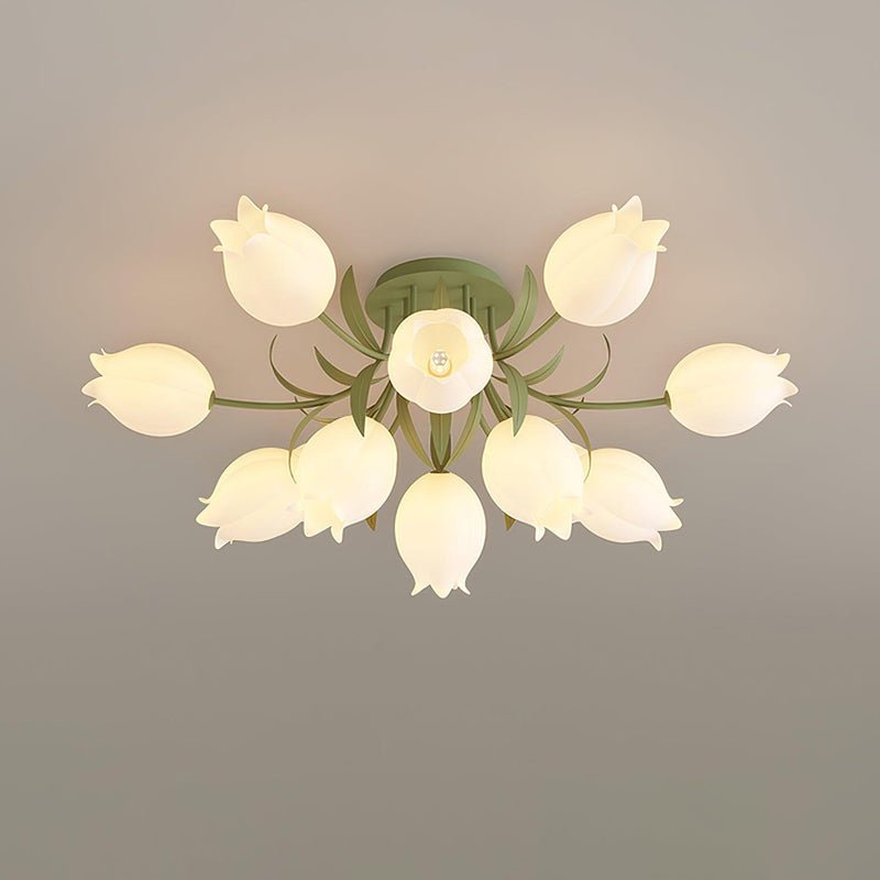 Ivory Deckenleuchte Lily Flower Blossom Grün Basis