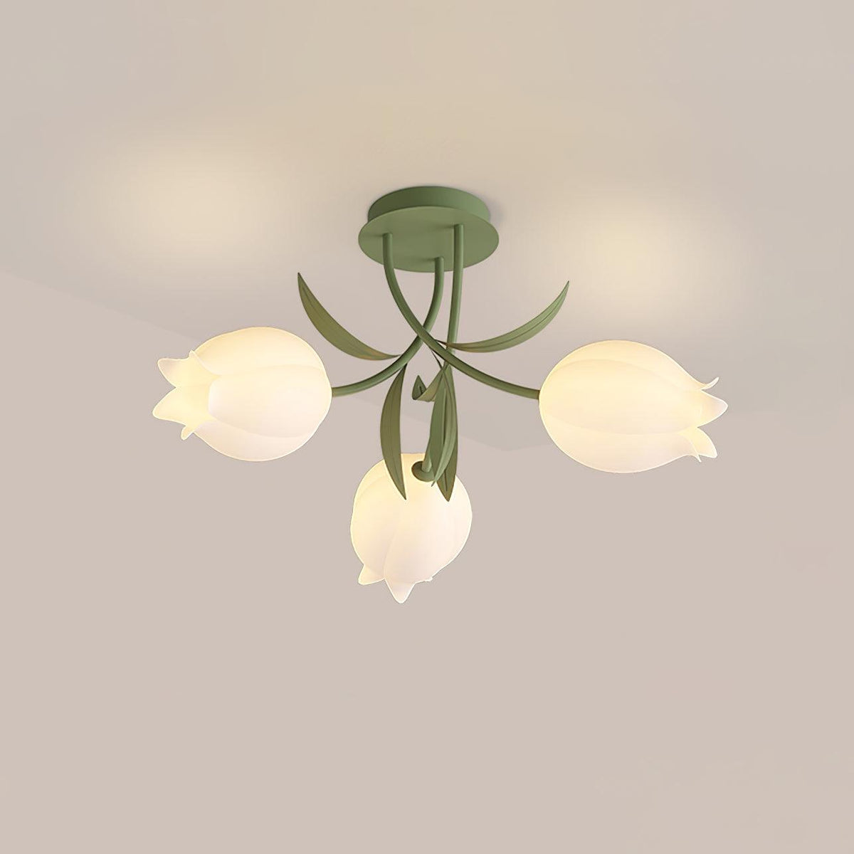 Ivory Deckenleuchte Lily Flower Blossom Grün Basis