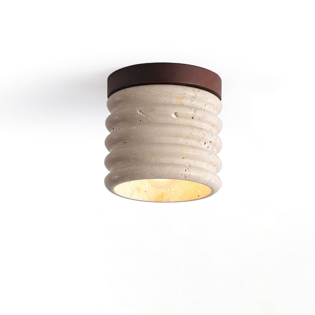 Vomaran Fluted Cylinder Travertine Deckenleuchte