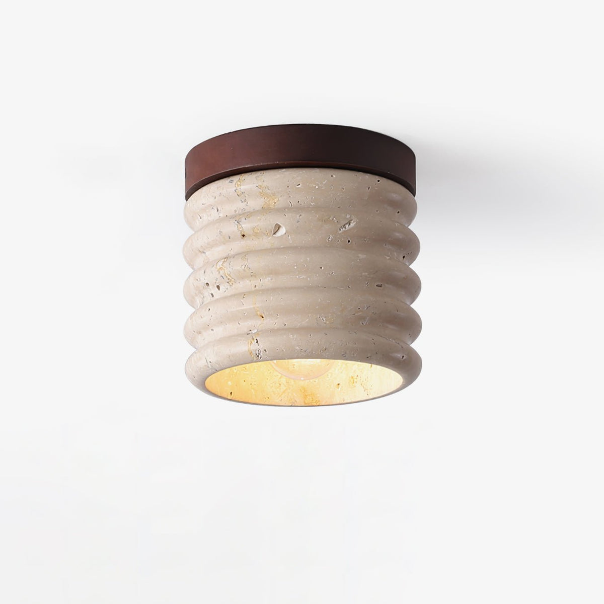 Vomaran Fluted Cylinder Travertine Deckenleuchte