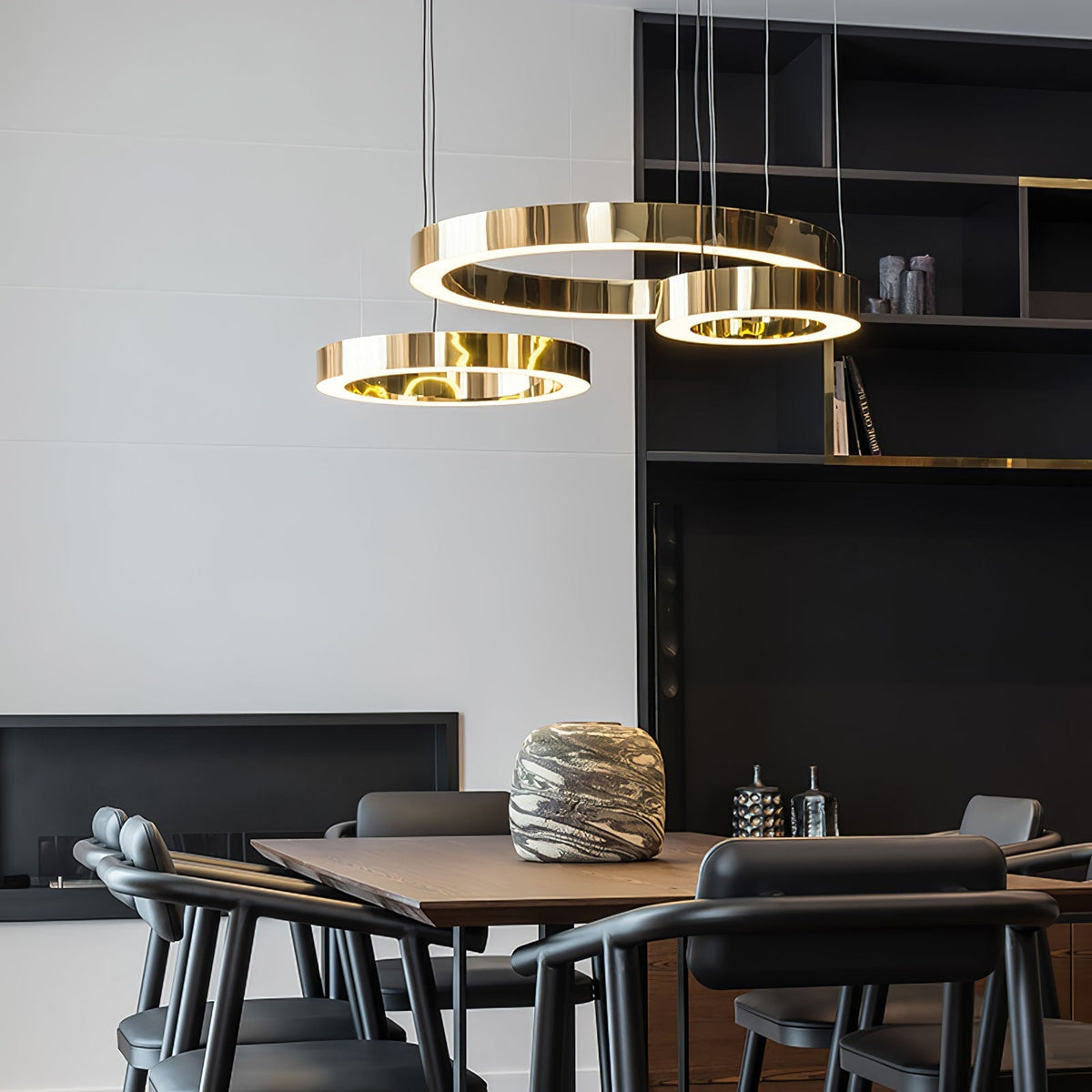Dexlin Pendelleuchte LED-Ring Gold modern 3-Ring