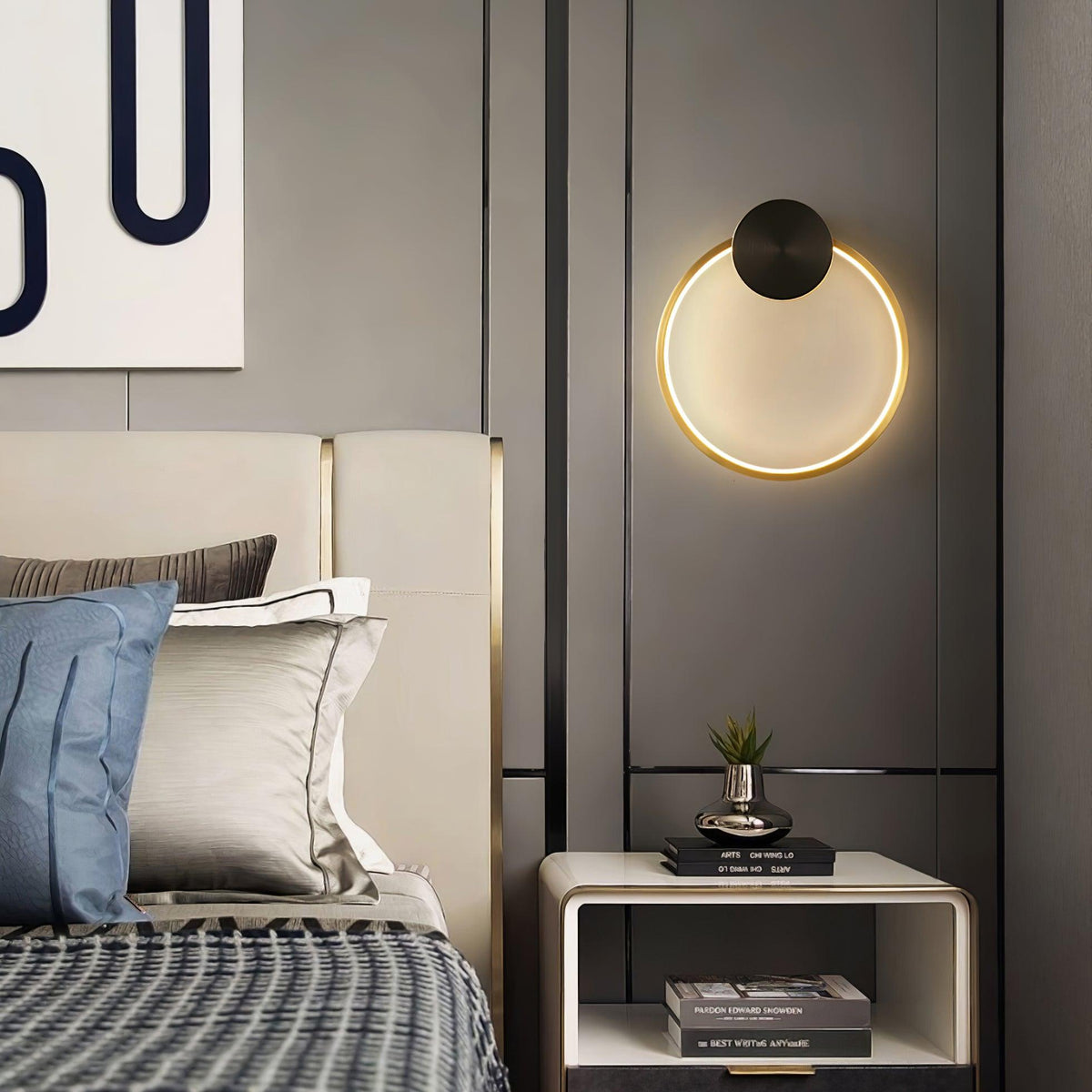 Oriaenne Wandleuchte modern minimalistisch ringförmig LED aus Metall in Messing