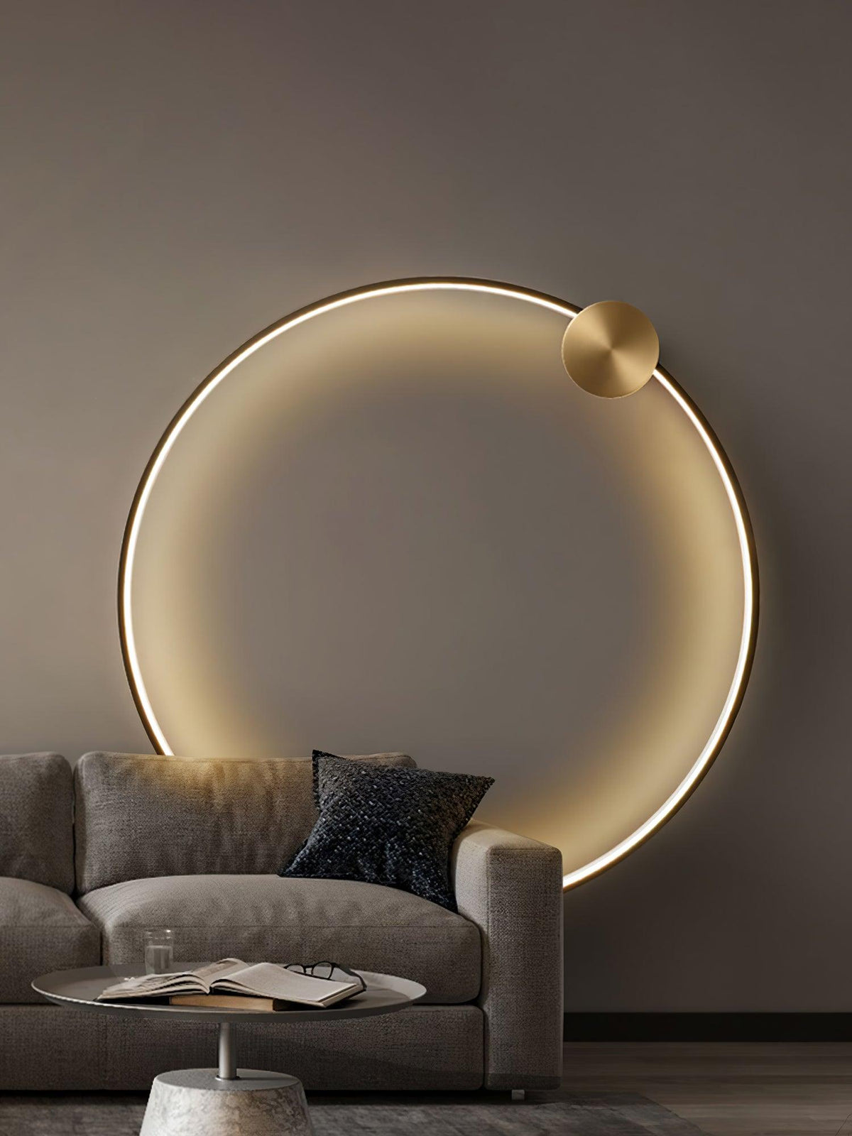 Oriaenne Wandleuchte modern minimalistisch ringförmig LED aus Metall in Messing
