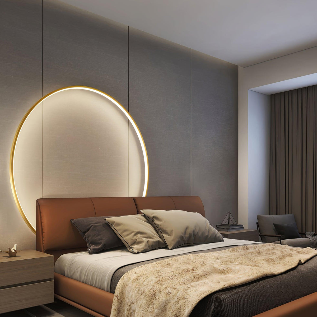 Oriaenne Wandleuchte modern minimalistisch ringförmig LED aus Metall in Messing