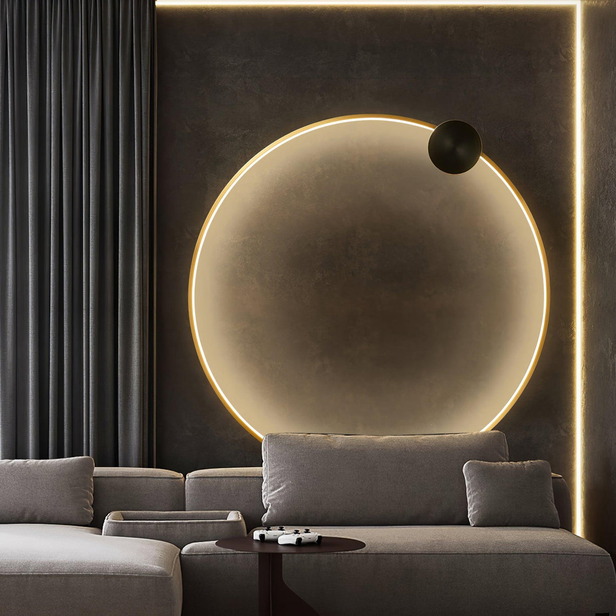 Oriaenne Wandleuchte modern minimalistisch ringförmig LED aus Metall in Messing