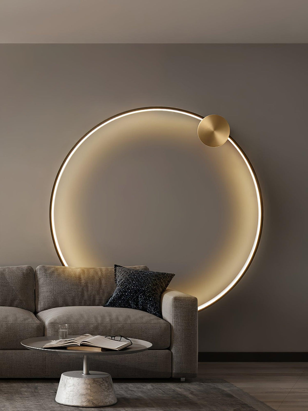 Oriaenne Wandleuchte modern minimalistisch ringförmig LED aus Metall in Messing