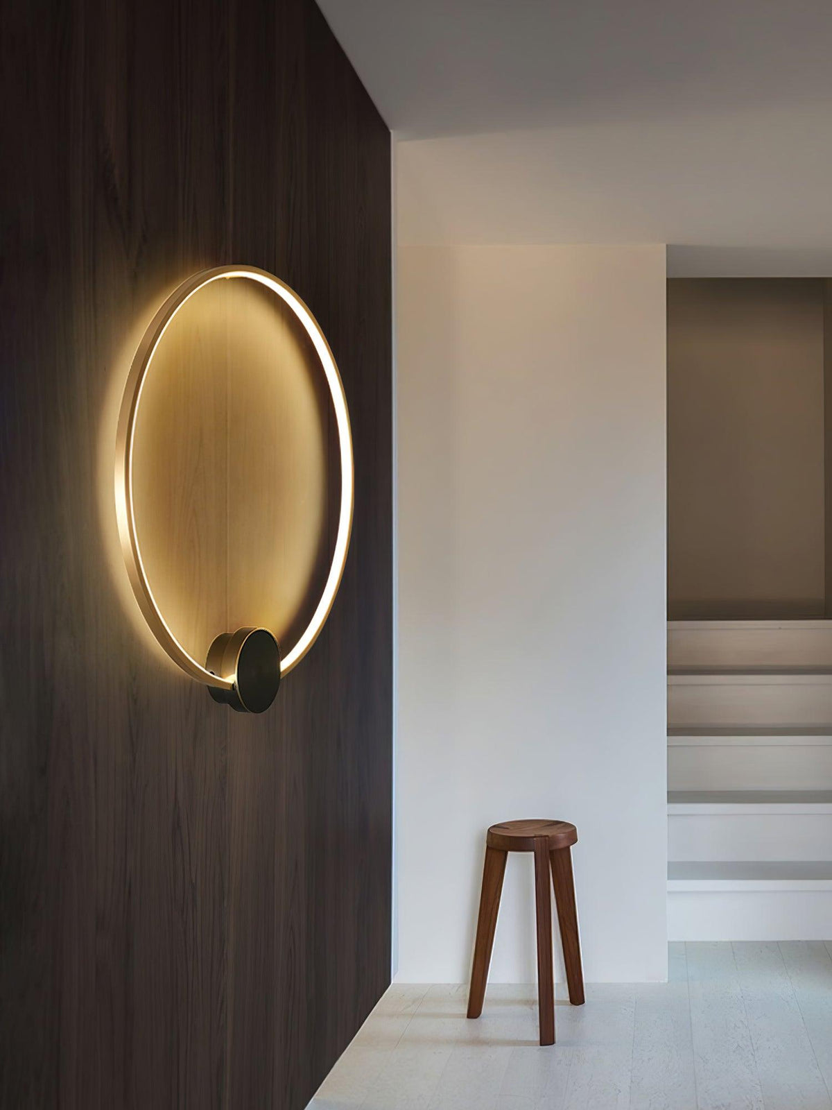 Oriaenne Wandleuchte modern minimalistisch ringförmig LED aus Metall in Messing
