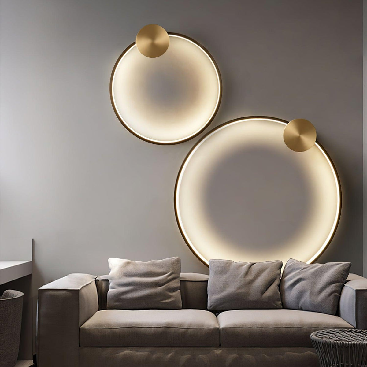 Oriaenne Wandleuchte modern minimalistisch ringförmig LED aus Metall in Messing