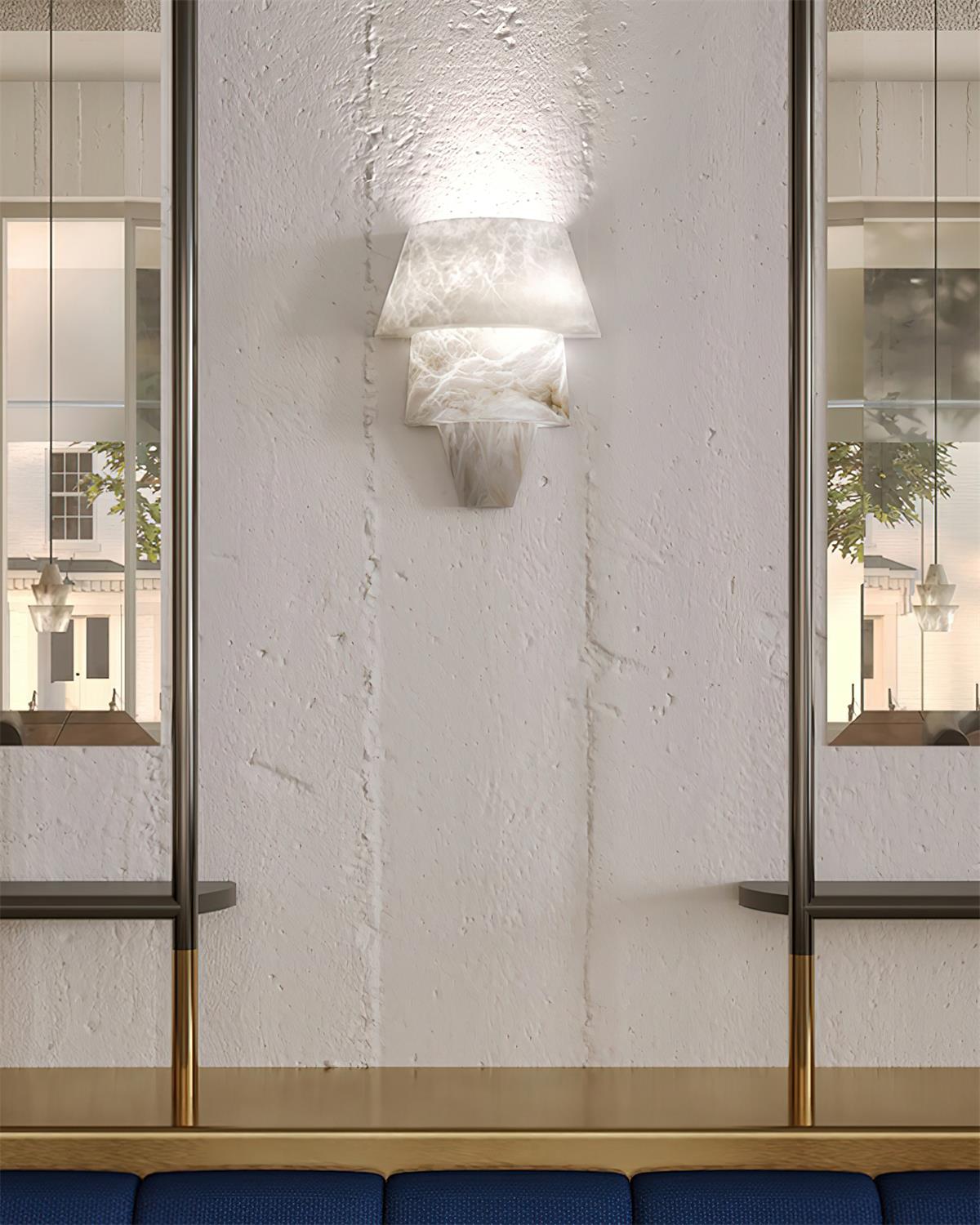 Alvian Wandleuchte Elegant Weiß Alabaster gestaffelt