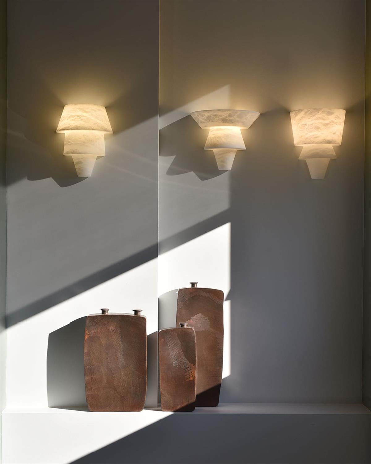 Alvian Wandleuchte Elegant Weiß Alabaster gestaffelt