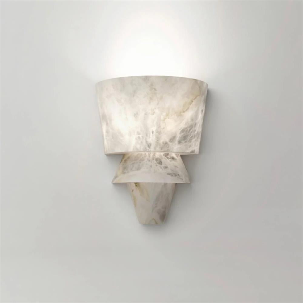Alvian Wandleuchte Elegant Weiß Alabaster gestaffelt