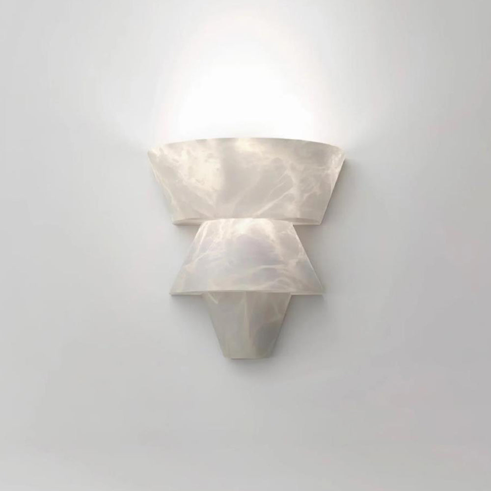 Alvian Wandleuchte Elegant Weiß Alabaster gestaffelt