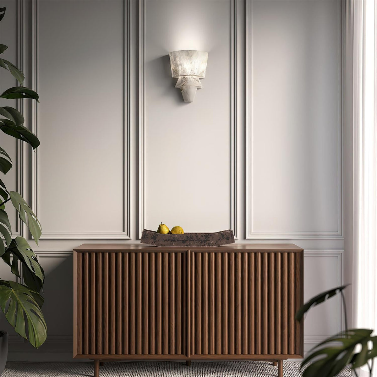 Alvian Wandleuchte Elegant Weiß Alabaster gestaffelt