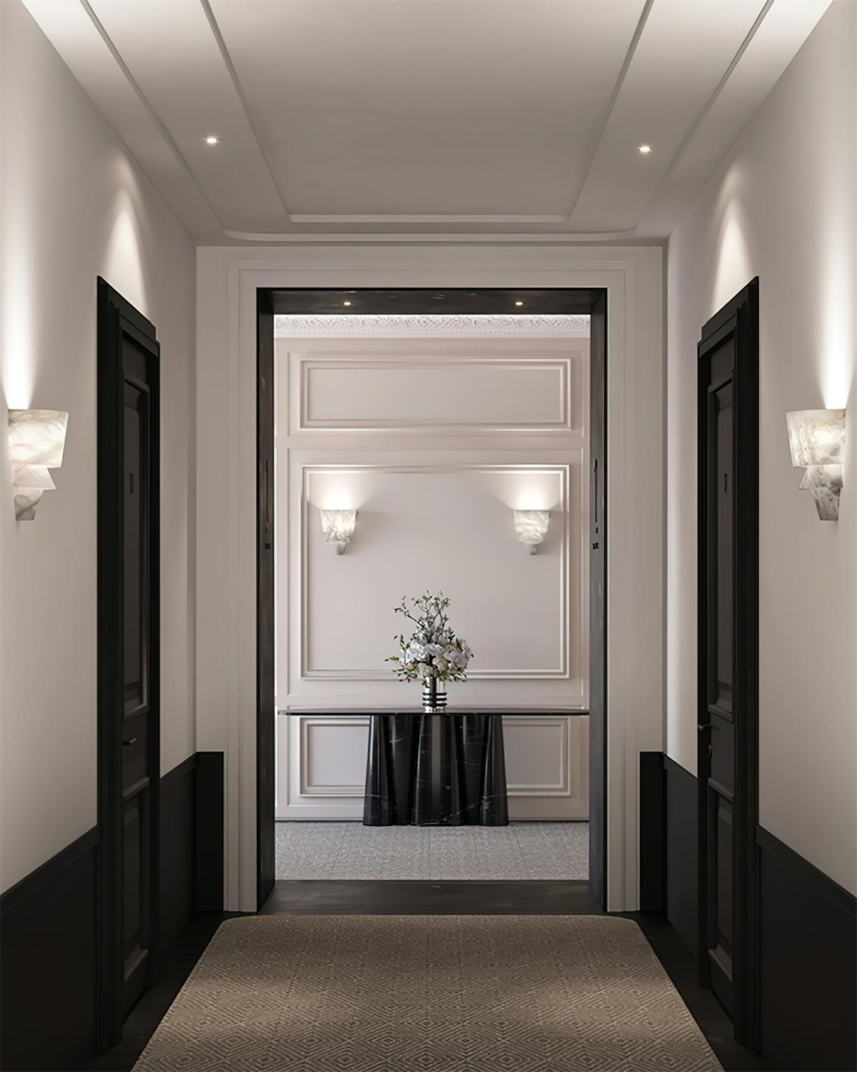 Alvian Wandleuchte Elegant Weiß Alabaster gestaffelt
