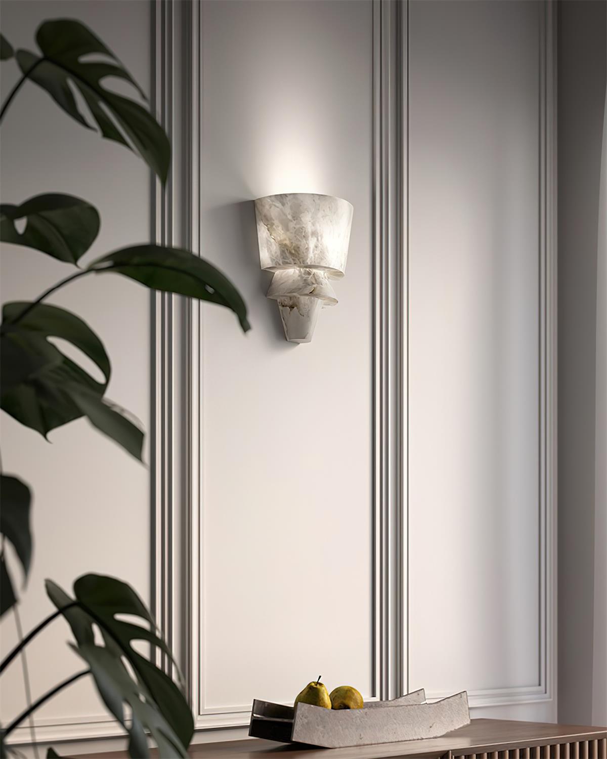Alvian Wandleuchte Elegant Weiß Alabaster gestaffelt