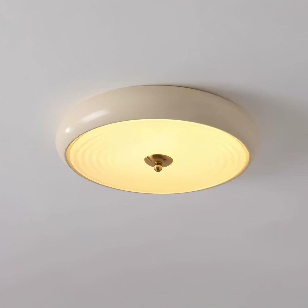 Utheara zeitgenössische minimalistische Deckenleuchte aus Milchglas in Creme