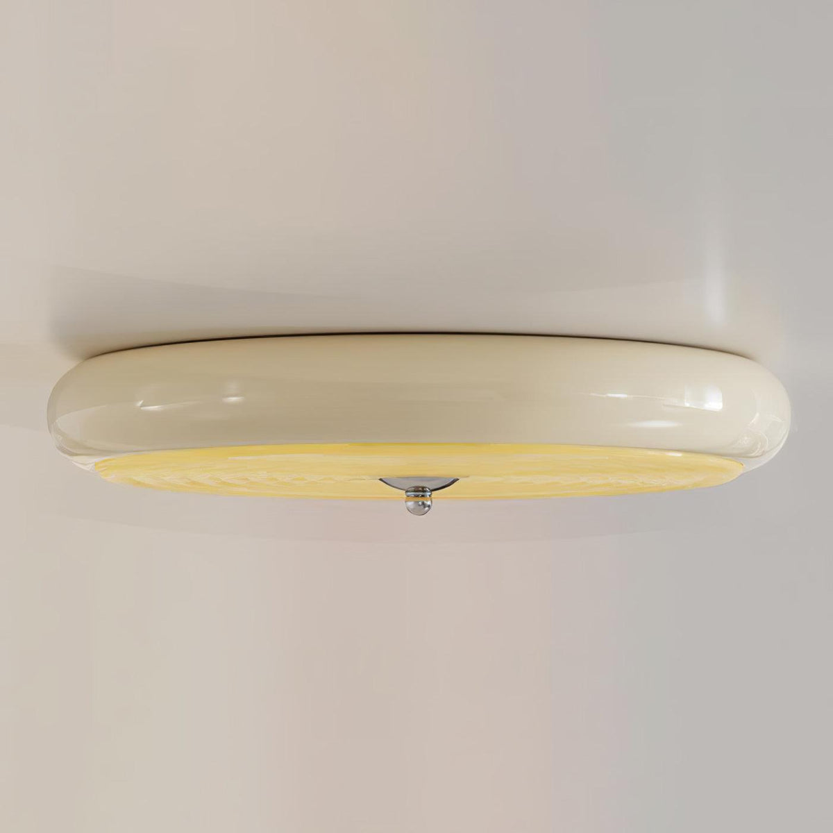Utheara zeitgenössische minimalistische Deckenleuchte aus Milchglas in Creme