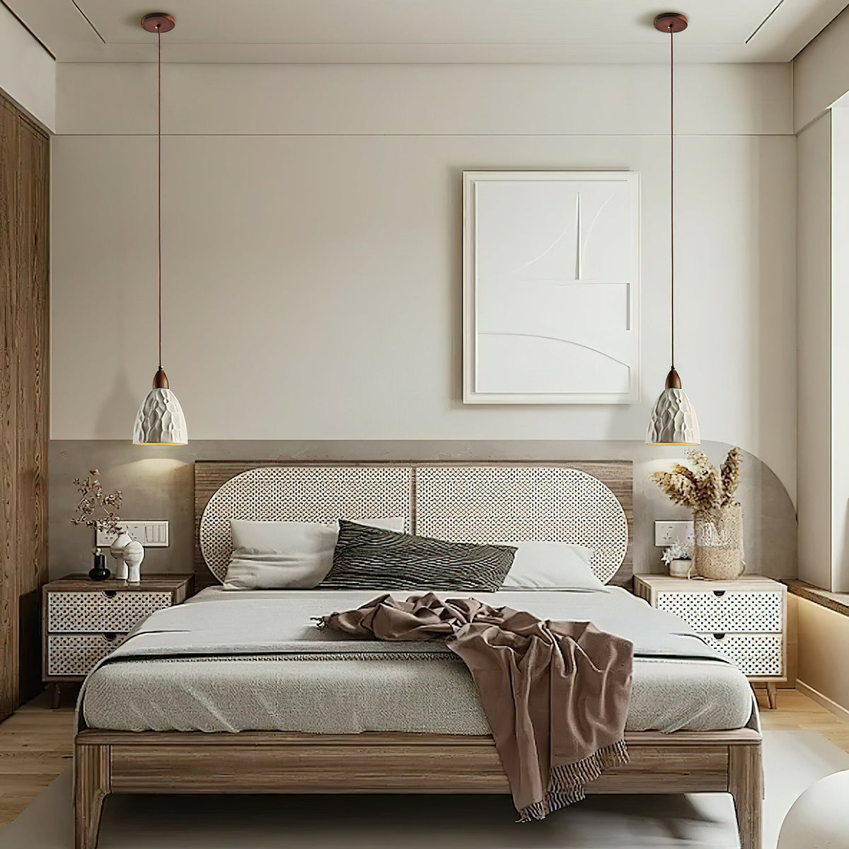 Osilora Premium skandinavische Kunst Pendelleuchte Ripple aus Holz