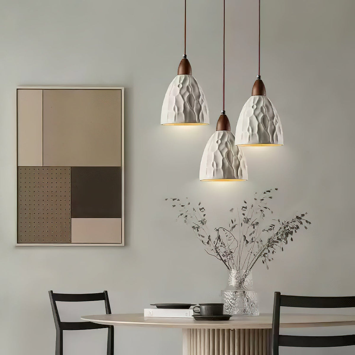 Osilora Premium skandinavische Kunst Pendelleuchte Ripple aus Holz