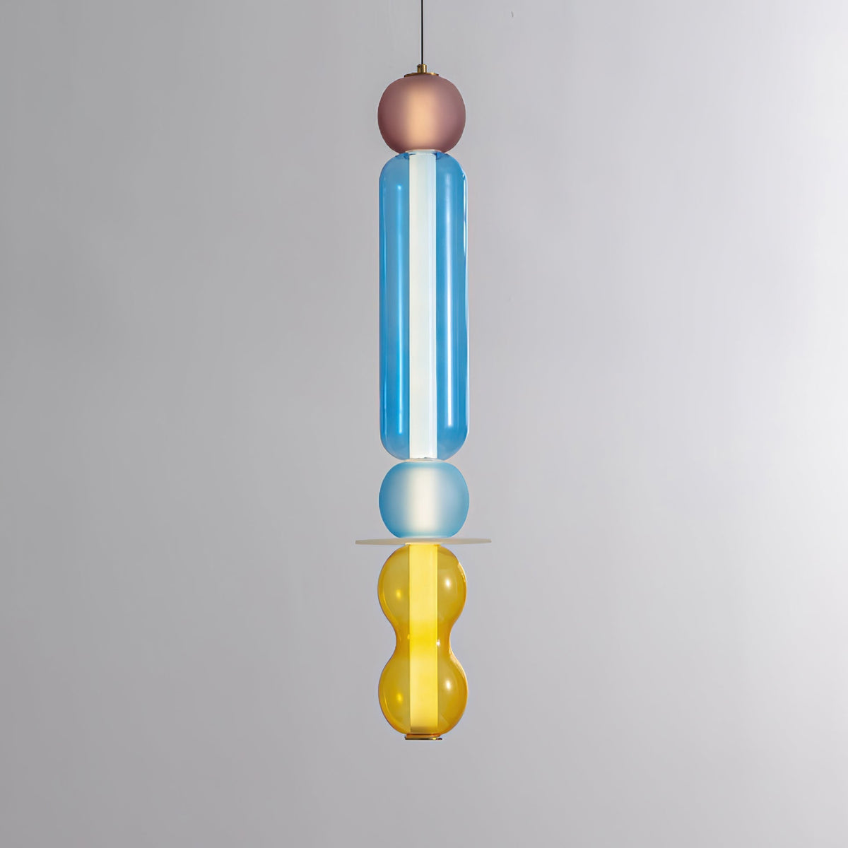 Lioririse Pendelleuchte aus farbigem Glas modern