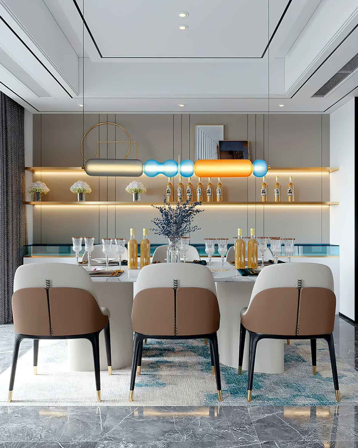Lioririse Pendelleuchte aus farbigem Glas modern