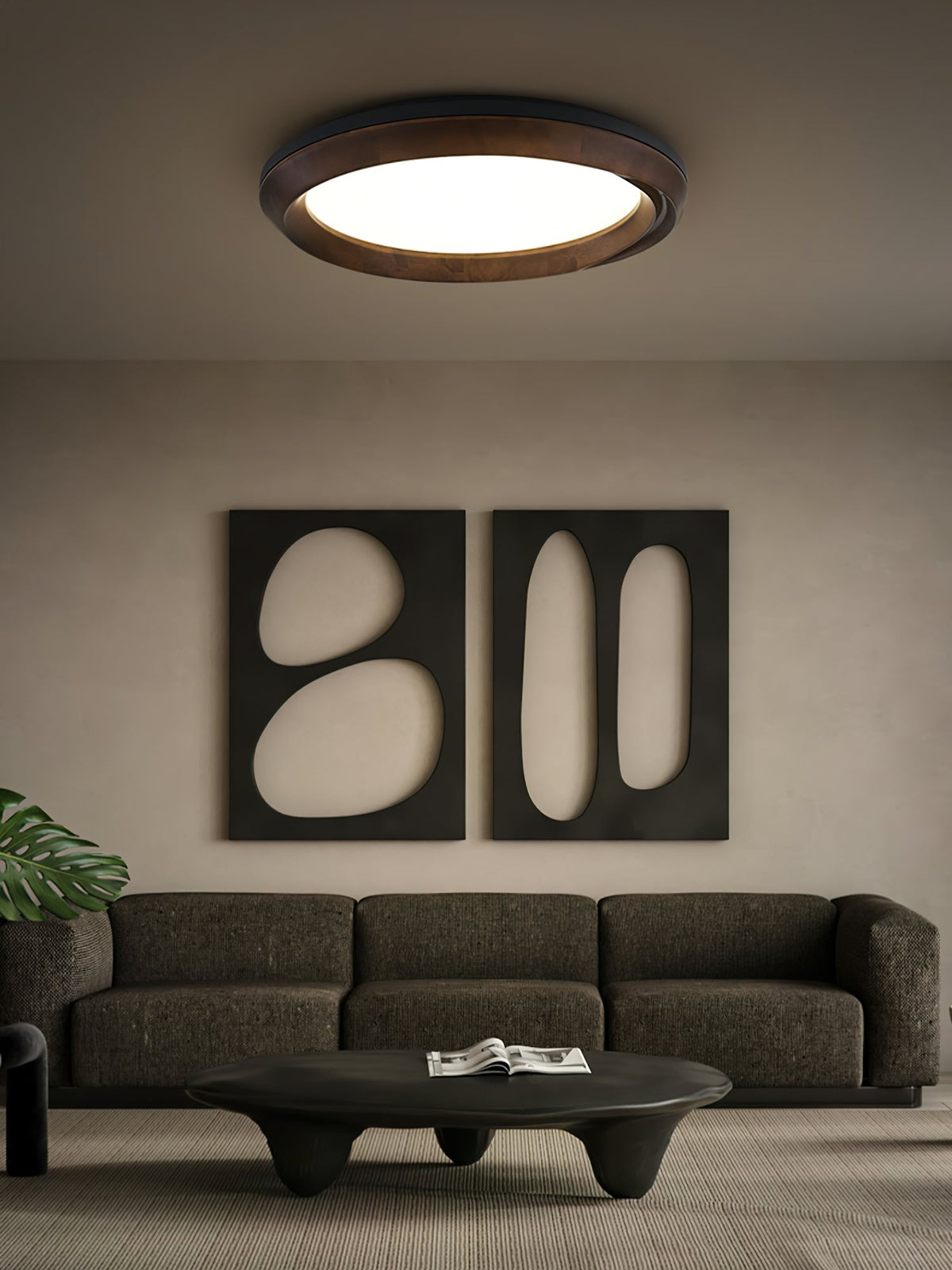 Aurdoreth zeitgenössische minimalistische Deckenleuchte aus Holz mit Wellenoptik