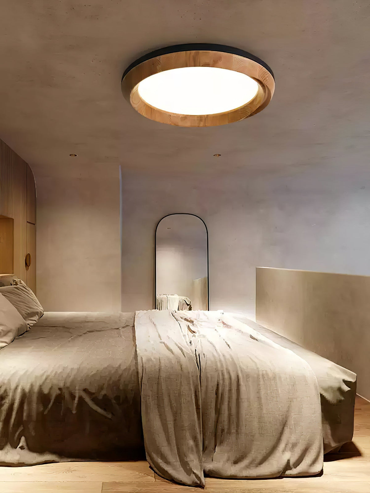Aurdoreth zeitgenössische minimalistische Deckenleuchte aus Holz mit Wellenoptik