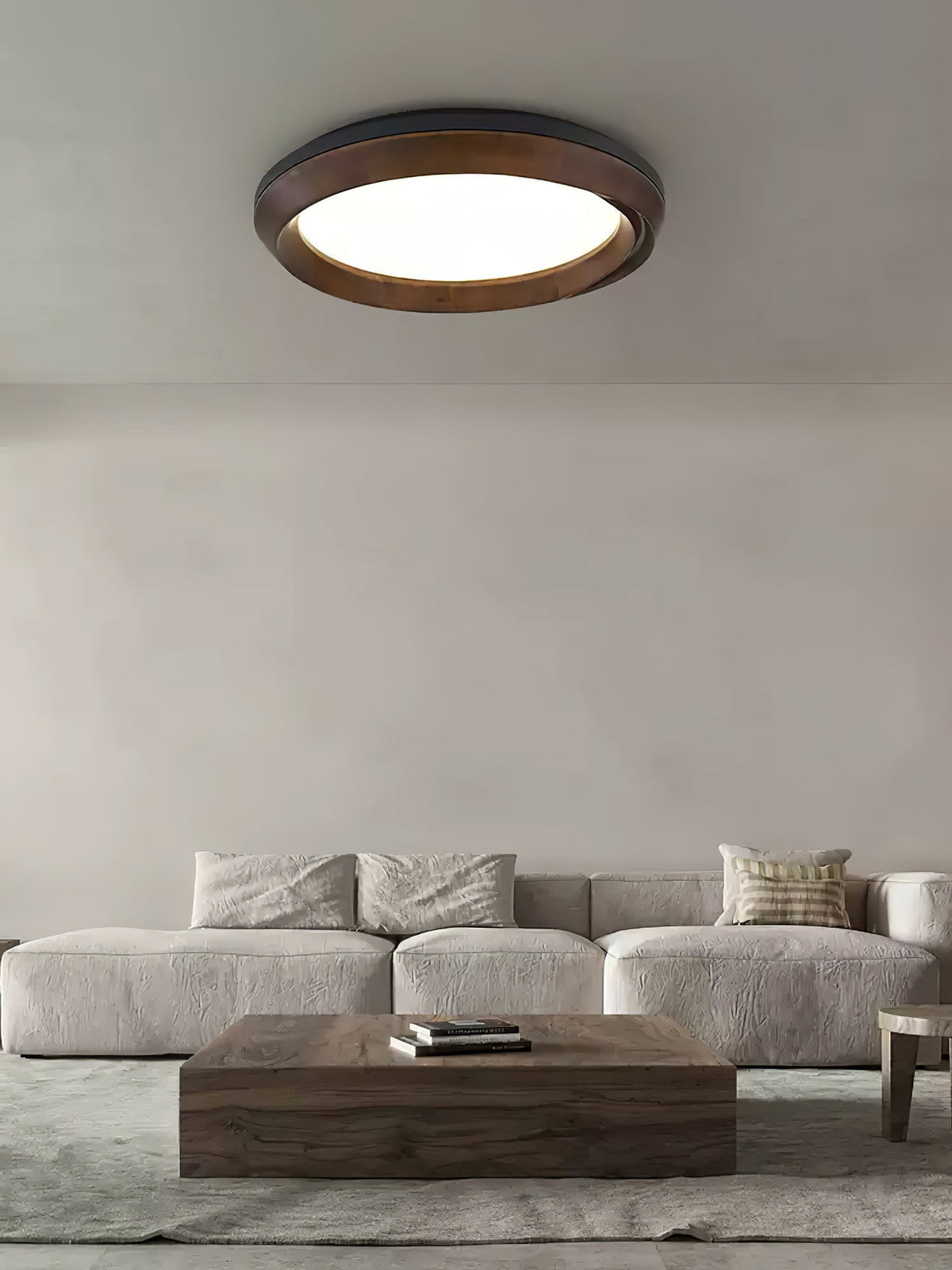Aurdoreth zeitgenössische minimalistische Deckenleuchte aus Holz mit Wellenoptik
