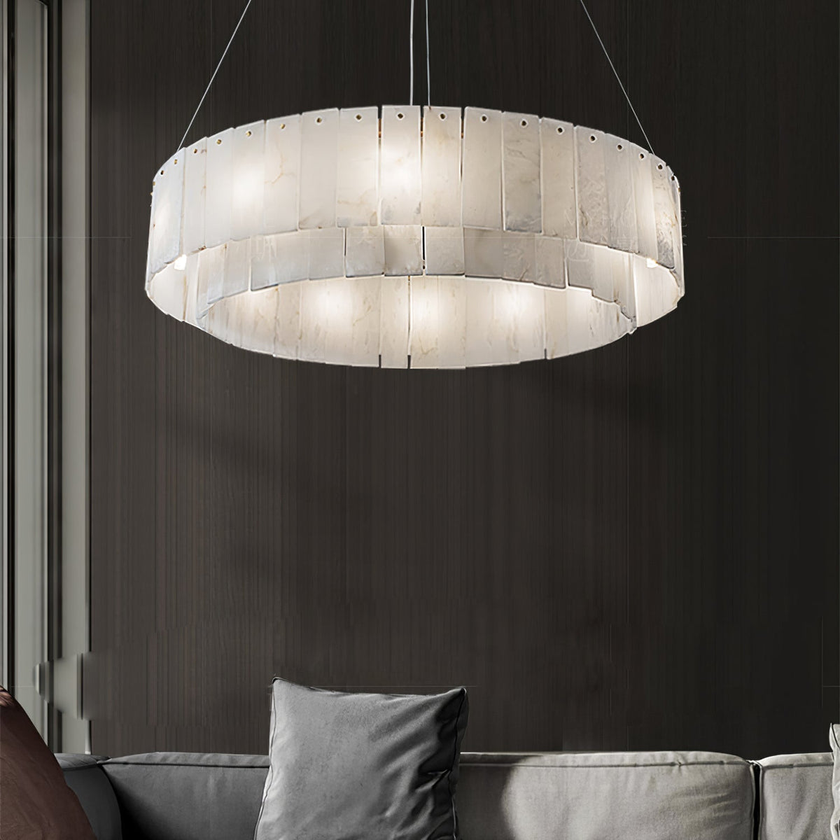 Dovin Alabaster runde Pendelleuchte