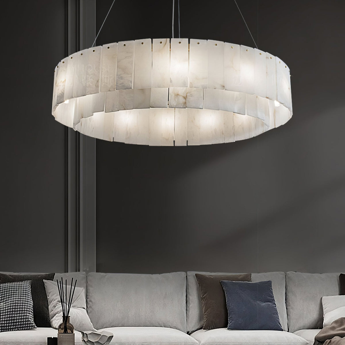 Dovin Alabaster runde Pendelleuchte