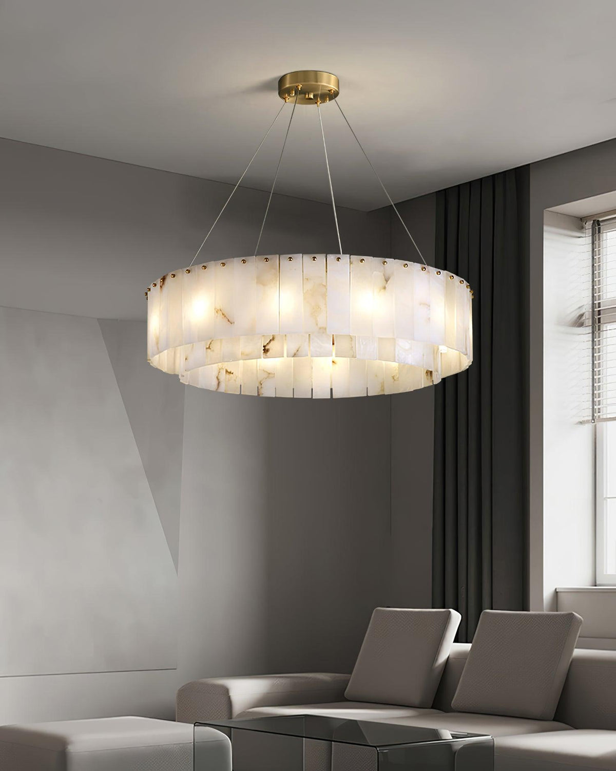 Dovin Alabaster runde Pendelleuchte